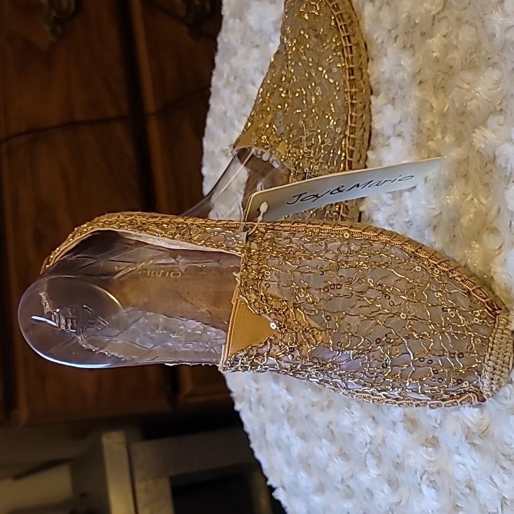 Joy and Mario Gold espadrilles. Size 7 but more like a 6.5